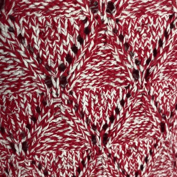 Tommy Hilfiger Heather red Diamond chunky knit cotton sweater with Pom-poms XL - Picture 6 of 10